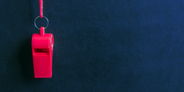 Pink whistle on blue bg