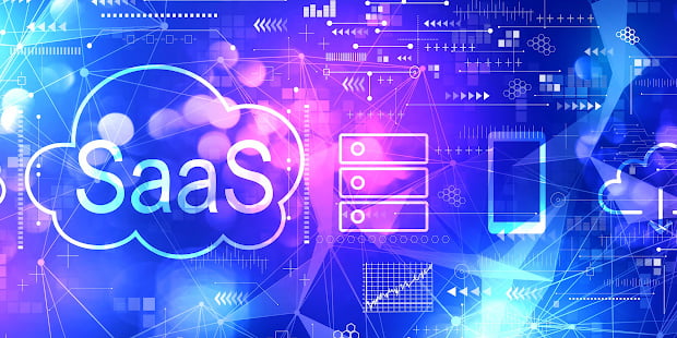 SaaS cloud on futuristic background